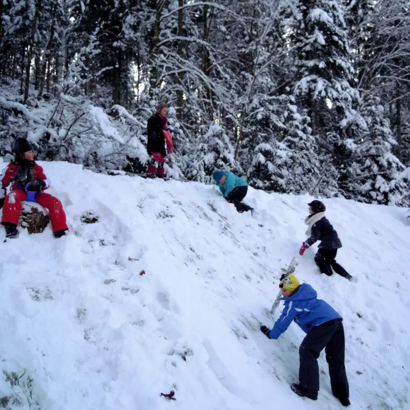 Jugendwerk der AWO Württemberg Kinderwinter Schlitten Gruppe